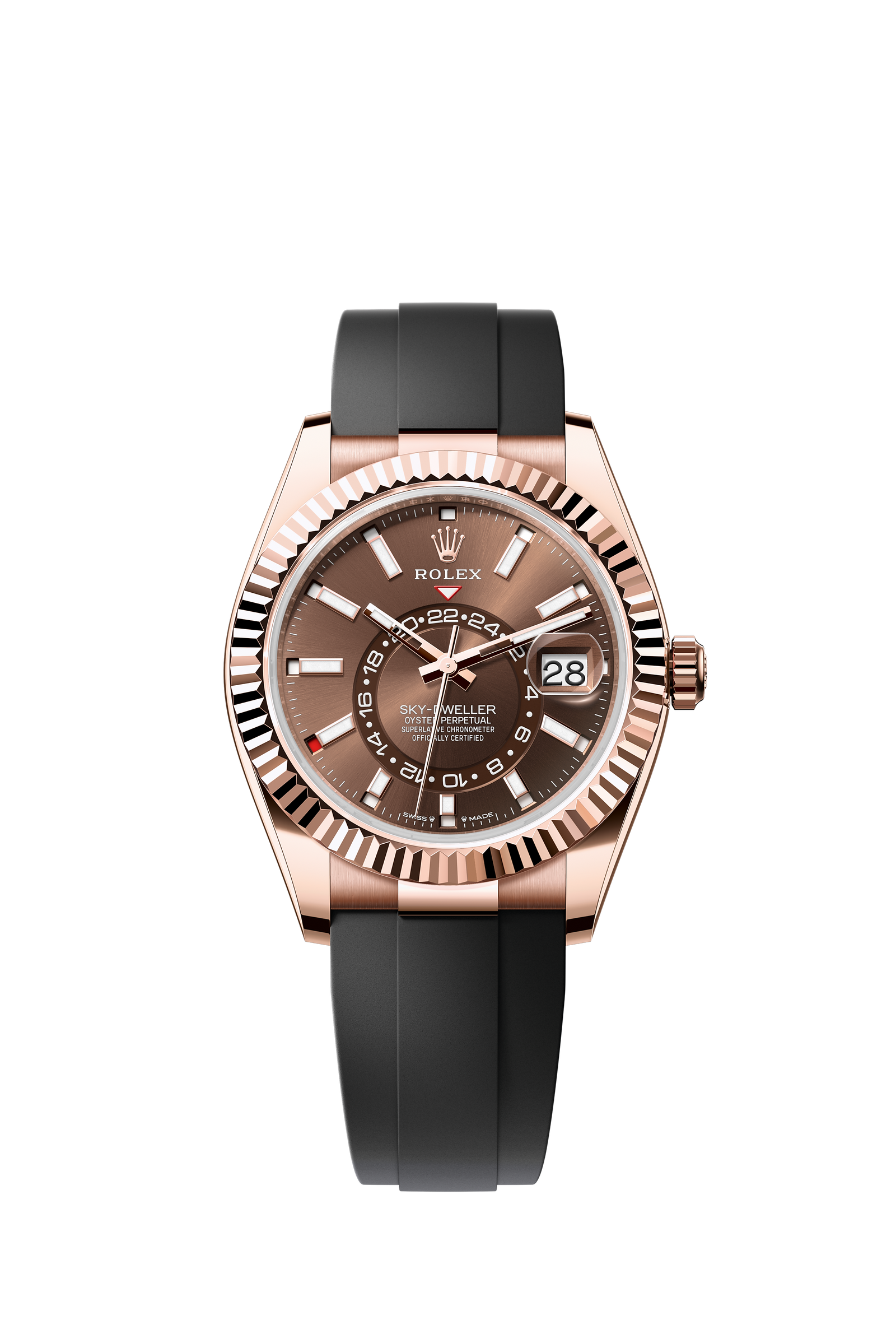 Rolex 336235 Sky-Dweller Everose Gold Chocolate Dial Oysterflex