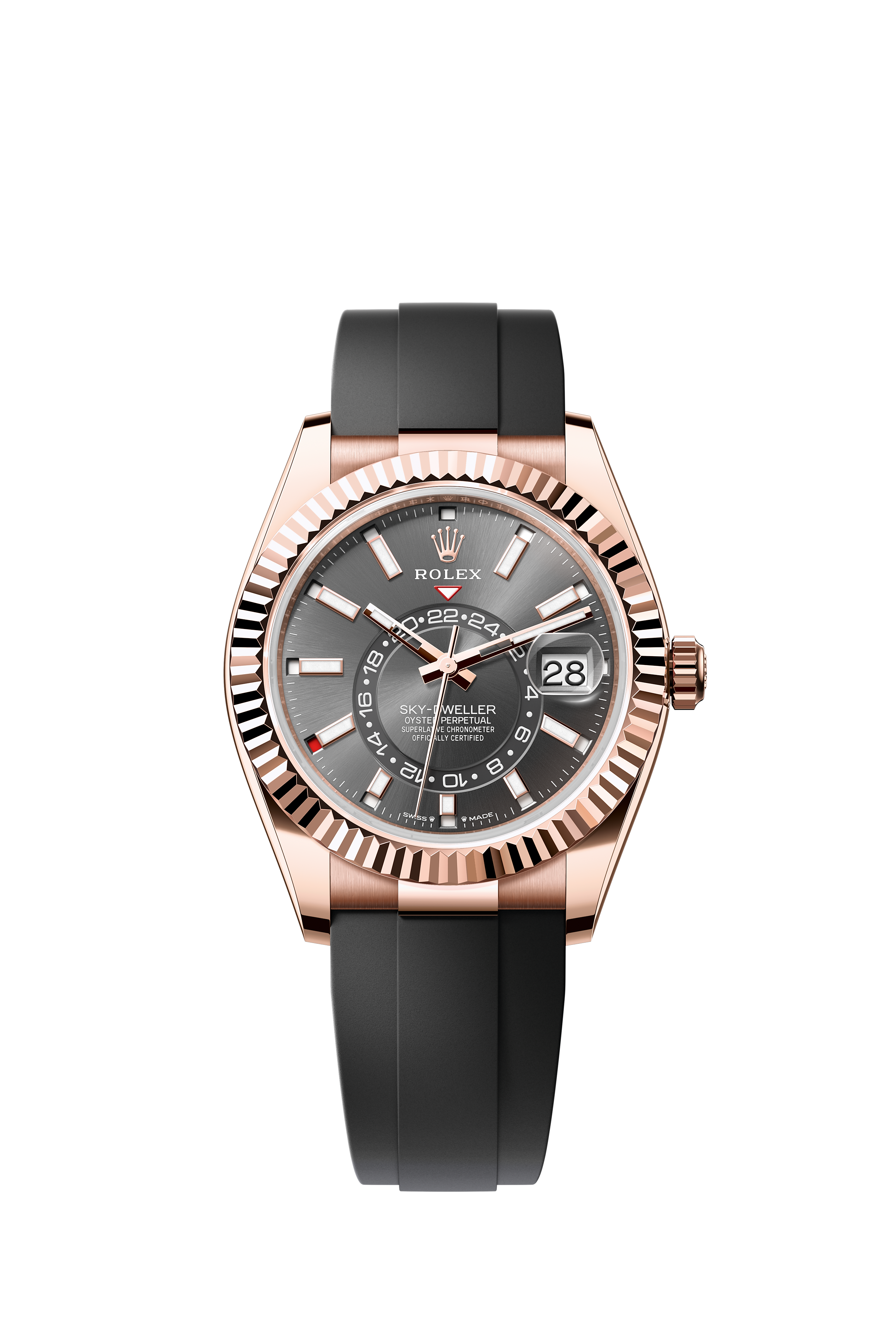 Rolex 336235 Sky-Dweller Everose Gold Slate Dial Oysterflex