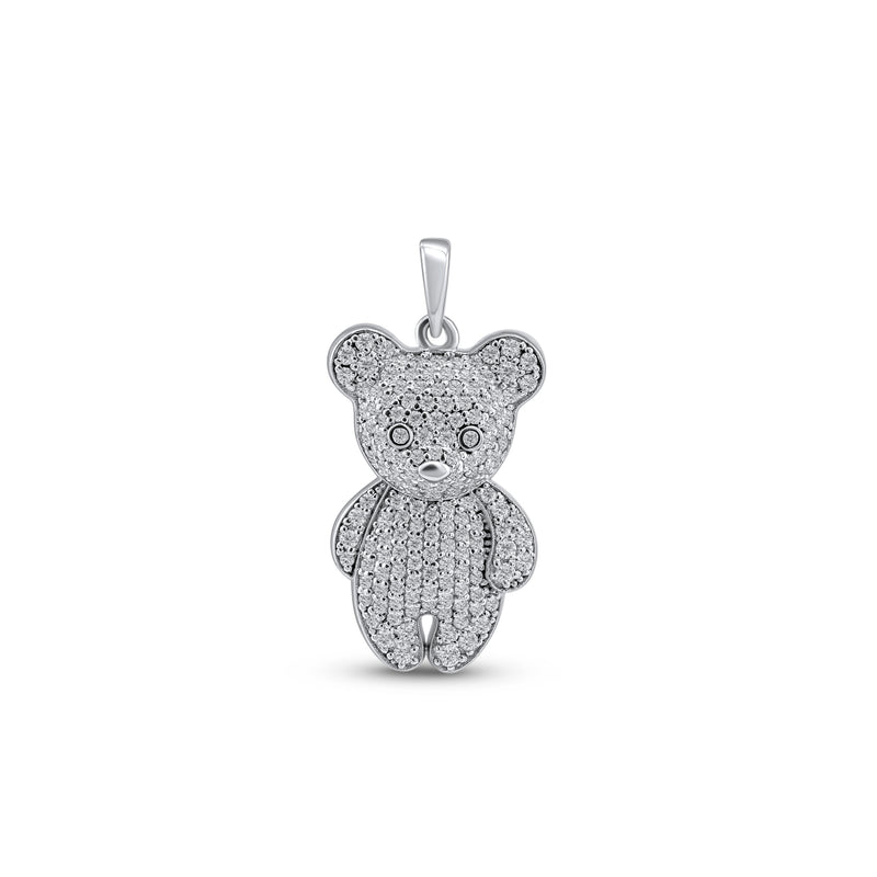 MOISSANITE TEDDY BEAR PENDANT IN STERLING SILVER OR 14k GOLD